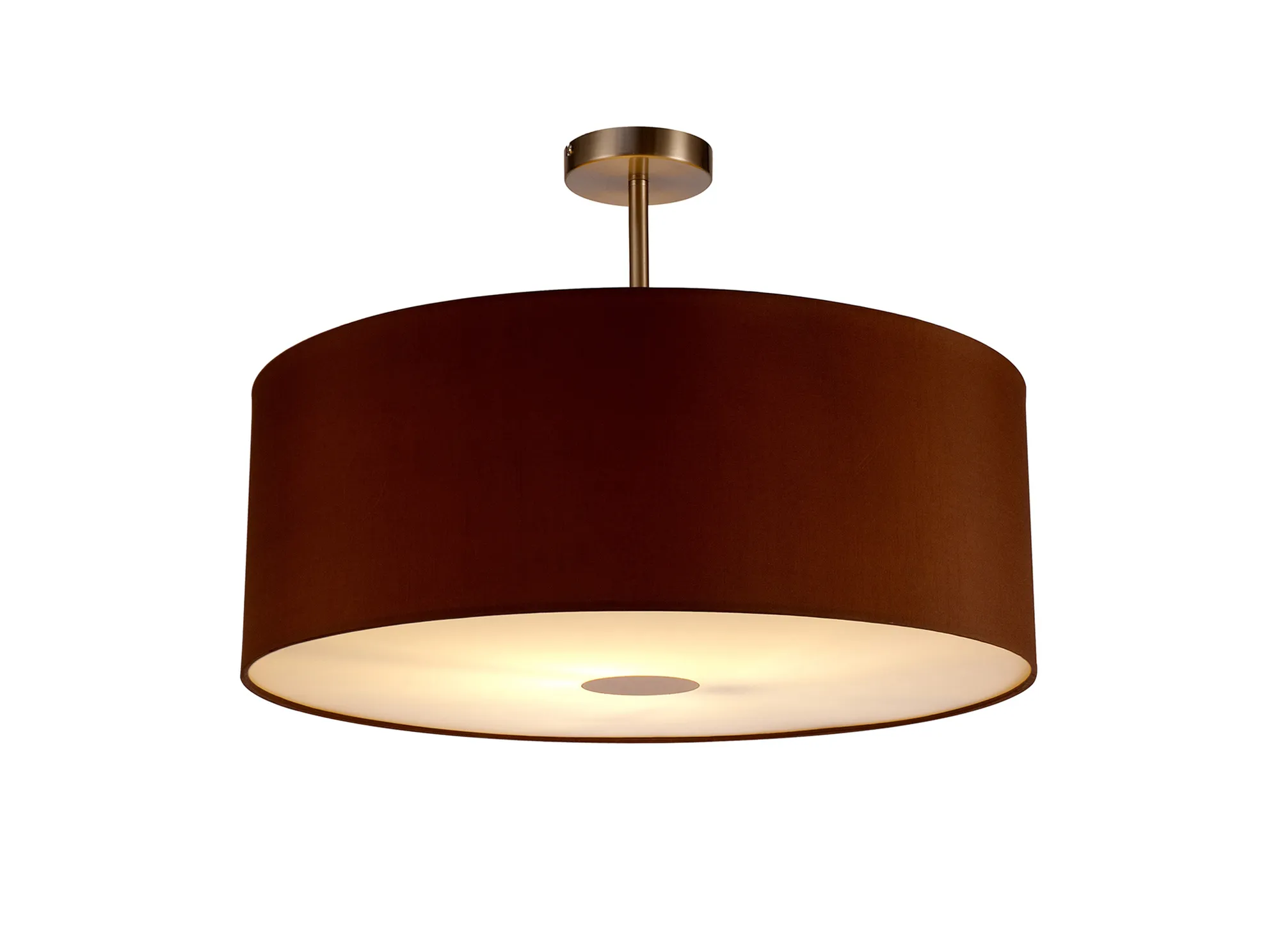 DK0274  Baymont 60cm Semi Flush 1 Light Satin Nickel, Raw Cocoa/Grecian Bronze, Frosted Diffuser